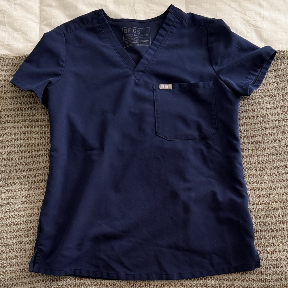 Figs Navy V-Neck Scrub Top